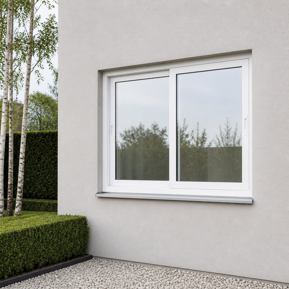 Custom UPVC Sliding Window - Exterior Perspective View | OPPGATE
