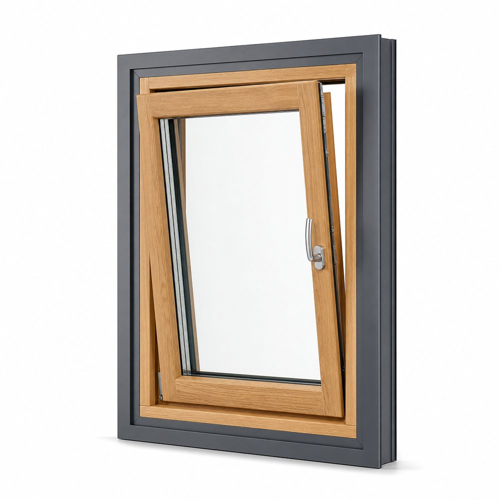 Aluminum Clad Larch Wood Tilt and Turn Window - Exterior Perspective View | OPPGATE